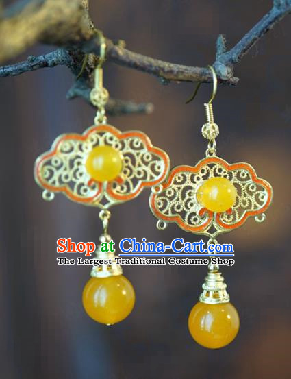 Traditional China Qing Dynasty Ceregat Ear Jewelry Accessories Top Grade Ancient Queen Cloisonne Earrings