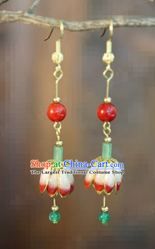 Top Grade Convallaria Ear Jewelry China Traditional Hanfu Accessories Ancient Bride Jade Earrings