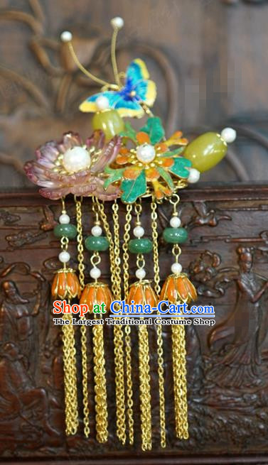 China Wedding Bride Ceregat Hairpin Traditional Xiuhe Suit Hair Accessories Ancient Princess Golden Tassel Hair Stick