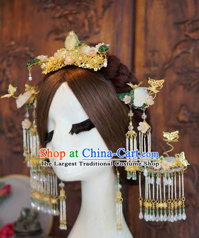 China Ancient Bride Hair Accessories Headwear Traditional Wedding Flowers Hair Crown and Hairpins