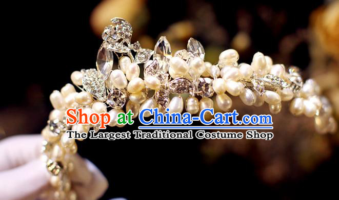 Baroque Retro Royal Crown European Wedding Bride Hair Accessories Princess Pearls Hair Clasp