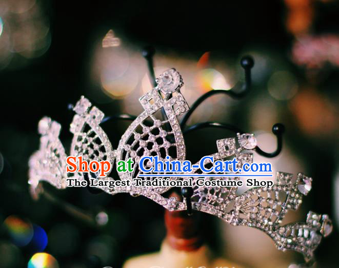 European Princess Argent Hair Clasp Handmade Wedding Bride Hair Accessories Baroque Retro Royal Crown