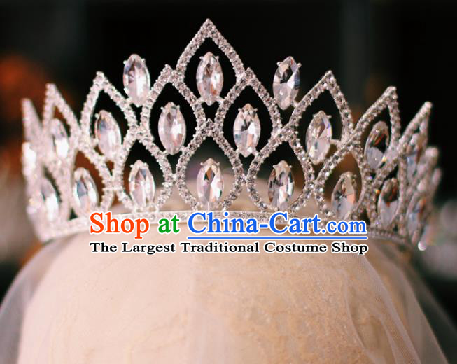 European Princess Birthday Hair Clasp Handmade Wedding Bride Hair Accessories Baroque Retro Crystal Royal Crown