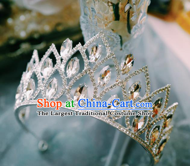 European Princess Birthday Hair Clasp Handmade Wedding Bride Hair Accessories Baroque Retro Crystal Royal Crown