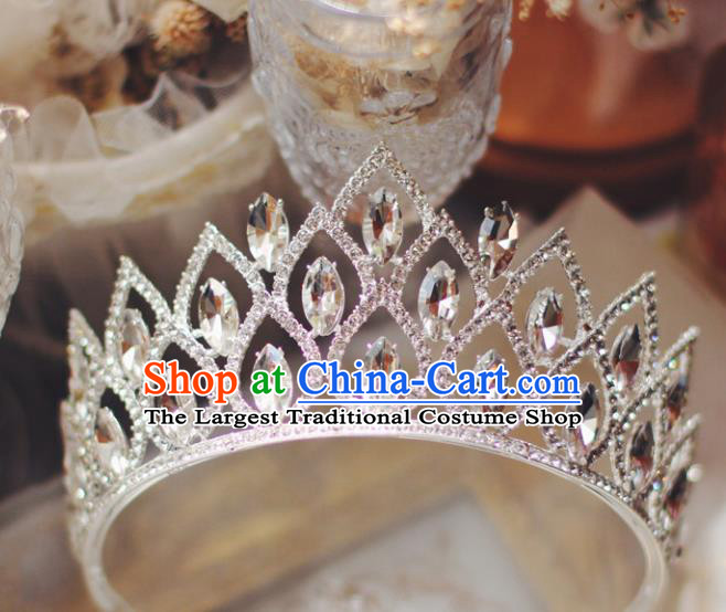 European Princess Birthday Hair Clasp Handmade Wedding Bride Hair Accessories Baroque Retro Crystal Royal Crown
