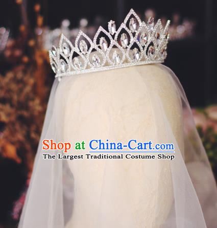 European Princess Birthday Hair Clasp Handmade Wedding Bride Hair Accessories Baroque Retro Crystal Royal Crown