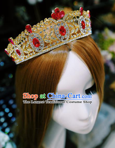 Handmade European Wedding Golden Royal Crown Baroque Bride Hair Accessories Headwear