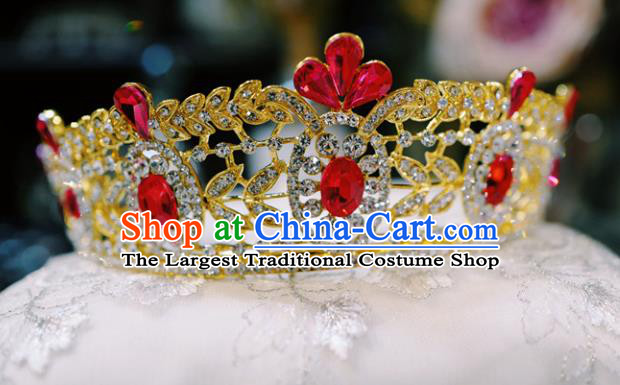 Handmade European Wedding Golden Royal Crown Baroque Bride Hair Accessories Headwear