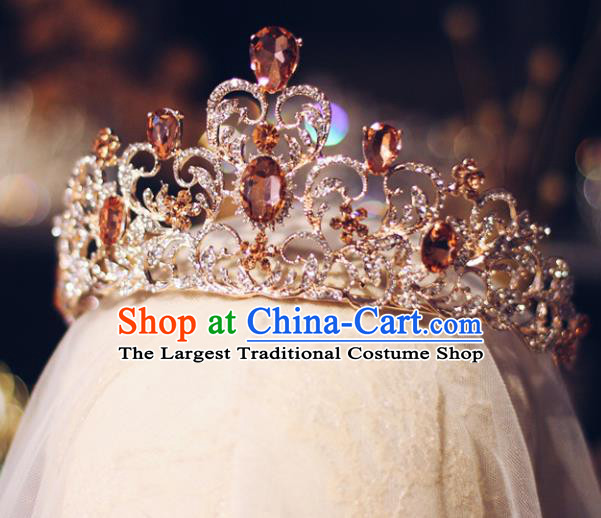 European Princess Birthday Hair Clasp Handmade Baroque Bride Royal Crown Wedding Hair Accessories