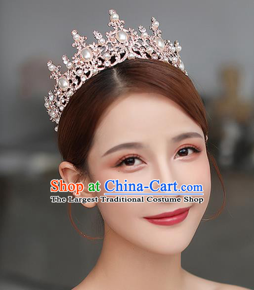 European Court Princess Hair Clasp Wedding Crystal Hair Accessories Handmade Baroque Bride Royal Crown