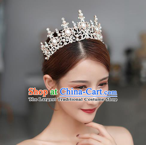 European Court Princess Hair Clasp Wedding Crystal Hair Accessories Handmade Baroque Bride Royal Crown