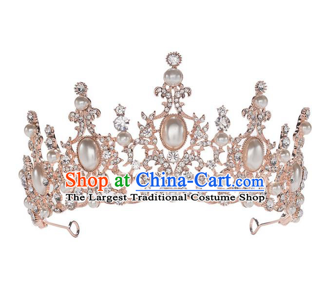 European Court Princess Hair Clasp Wedding Crystal Hair Accessories Handmade Baroque Bride Royal Crown