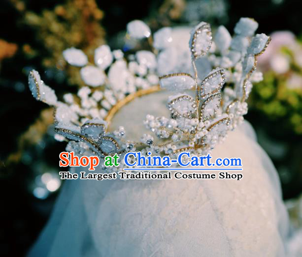 Handmade European Wedding White Beads Royal Crown Court Retro Hair Accessories Baroque Bride Headwear