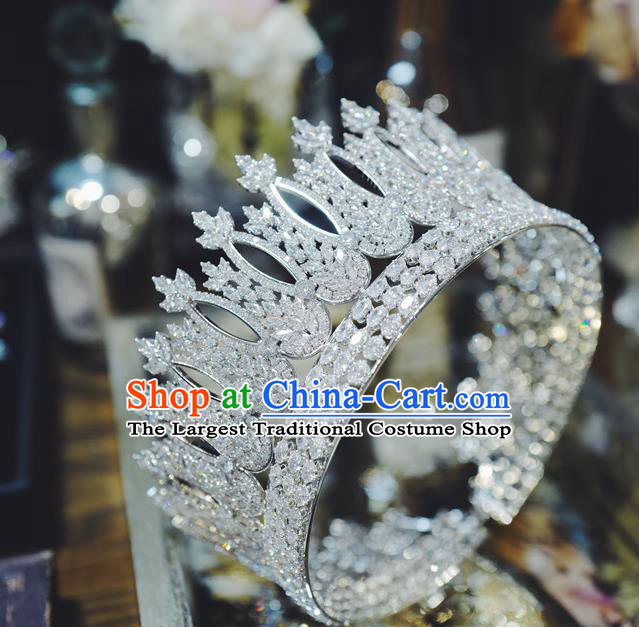 Baroque Court Hair Jewelry European Wedding Bride Hair Accessories Princess Zircon Round Royal Crown