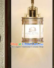 Top Grade Chinese Traditional Handmade Brass Wall Lantern Classical Printing Lotus Palace Lanterns