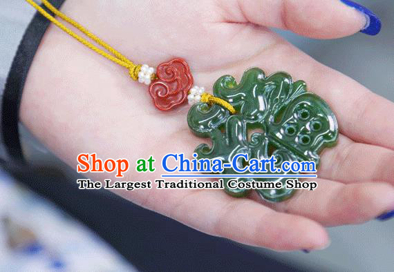 China Classical Cheongsam Brooch Traditional Handmade Hetian Jade Pendant
