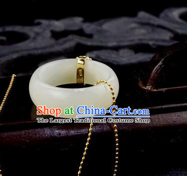 Chinese Traditional White Jade Ring Ancient Wedding Gems Jewelry Accessories