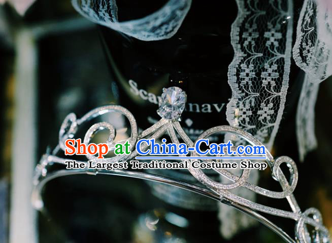 Handmade Wedding Crystal Jewelry Accessories Baroque Bride Zircon Royal Crown European Princess Argent Hair Clasp