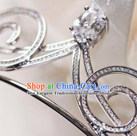 Handmade Wedding Crystal Jewelry Accessories Baroque Bride Zircon Royal Crown European Princess Argent Hair Clasp