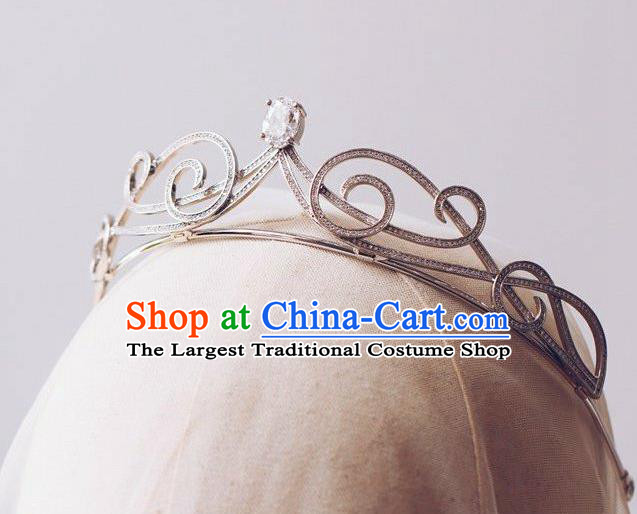 Handmade Wedding Crystal Jewelry Accessories Baroque Bride Zircon Royal Crown European Princess Argent Hair Clasp