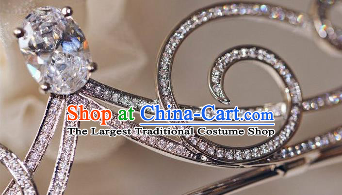 Handmade Wedding Crystal Jewelry Accessories Baroque Bride Zircon Royal Crown European Princess Argent Hair Clasp