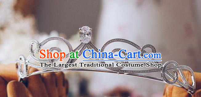 Handmade Wedding Crystal Jewelry Accessories Baroque Bride Zircon Royal Crown European Princess Argent Hair Clasp