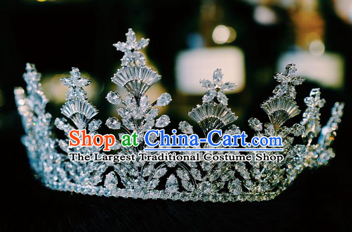 Handmade Baroque Bride Wedding Zircon Royal Crown Crystal Jewelry Accessories European Princess Headwear