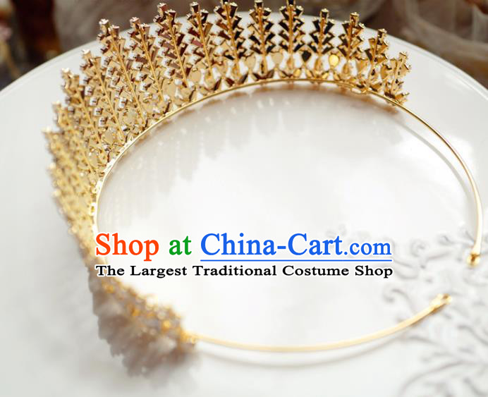 Handmade European Crystal Jewelry Accessories Princess Headwear Baroque Bride Wedding Golden Royal Crown