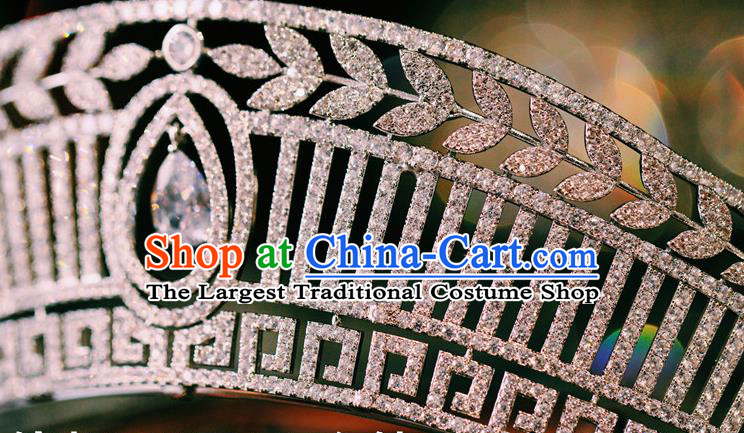 Handmade Baroque Bride Wedding Luxury Zircon Royal Crown European Crystal Jewelry Accessories Princess Headwear