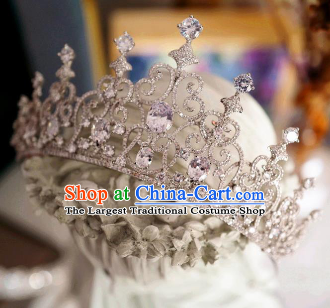Baroque Wedding Women Jewelry Accessories European Princess Headwear Handmade Luxury Zircon Royal Crown