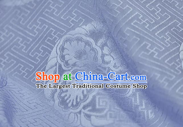 Chinese Classical Peony Pattern Design Light Blue Mulberry Silk Fabric Asian Traditional Cheongsam Silk Material