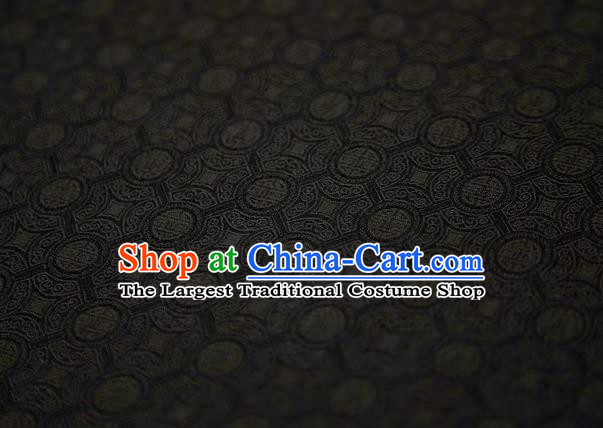 Chinese Classical Copper Pattern Design Black Song Brocade Fabric Asian Traditional Silk Material