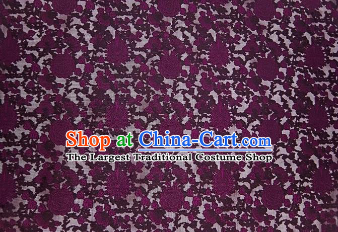 Chinese Classical Jacquard Peony Pattern Design Purple Mulberry Silk Fabric Asian Traditional Cheongsam Silk Material