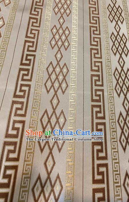 Chinese Classical Pattern Design Light Khaki Brocade Fabric Asian Traditional Satin Tang Suit Silk Material