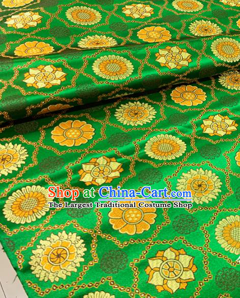 Chinese Classical Pattern Design Green Brocade Fabric Asian Traditional Satin Tang Suit Silk Material