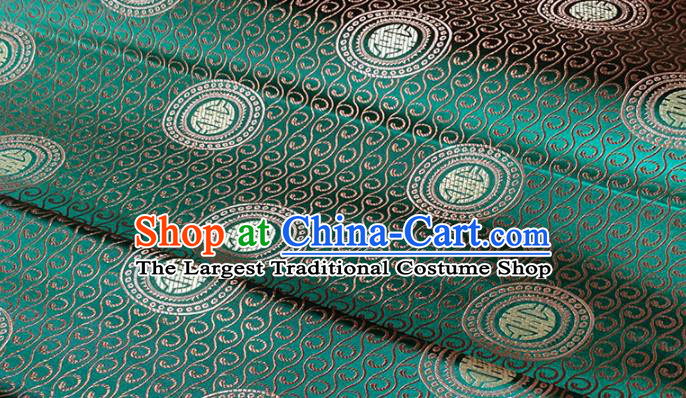 Chinese Classical Round Pattern Design Deep Green Brocade Fabric Asian Traditional Satin Tang Suit Silk Material