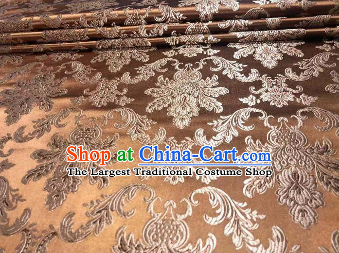 Chinese Classical Royal Pattern Design Brown Brocade Fabric Asian Traditional Satin Tang Suit Silk Material