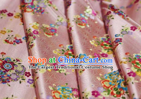 Chinese Classical Flowers Bouquet Pattern Design Deep Pink Brocade Fabric Asian Traditional Satin Silk Material