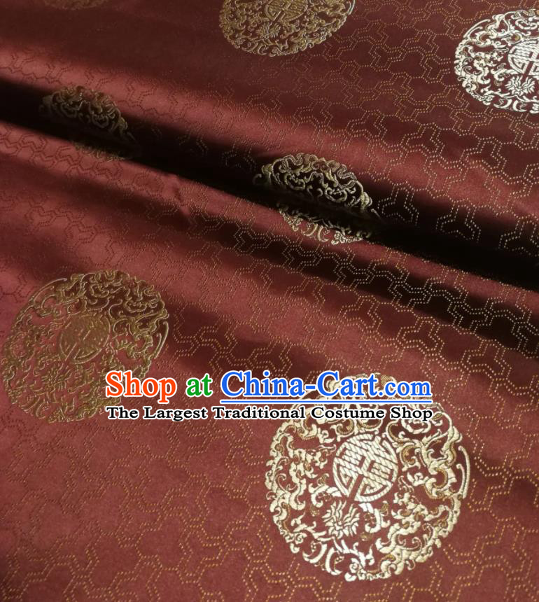 Chinese Royal Pattern Design Rust Red Brocade Fabric Asian Traditional Satin Silk Material