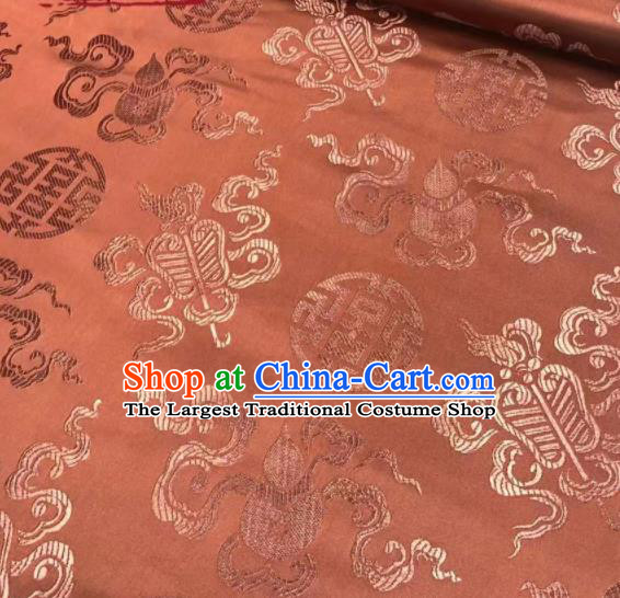 Chinese Royal Eight Immortals Pattern Design Rust Red Brocade Fabric Asian Traditional Satin Silk Material