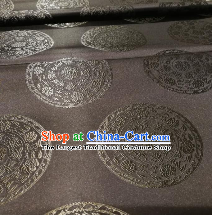 Chinese Royal Peony Pattern Design Brown Brocade Fabric Asian Traditional Satin Silk Material