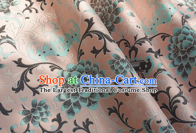 Chinese Royal Lotus Pattern Design Pink Brocade Fabric Asian Traditional Horse Face Skirt Satin Silk Material