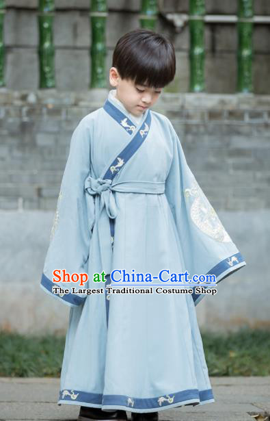 Chinese Traditional Ming Dynasty Scholar Costume Ancient Taoist Hanfu Clothing for Kids
