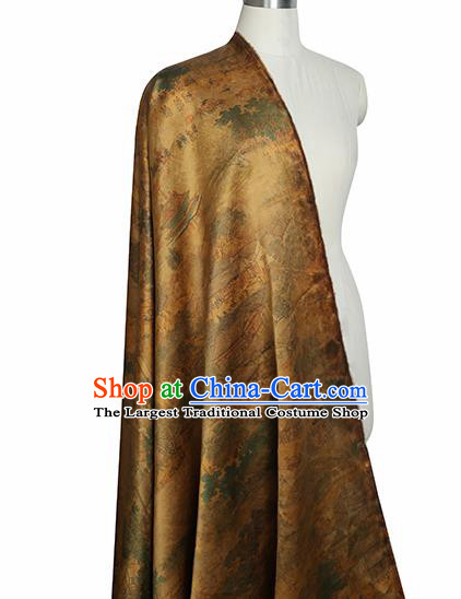 Chinese Classical Printing Forbidden City Pattern Design Ginger Gambiered Guangdong Gauze Fabric Asian Traditional Cheongsam Silk Material