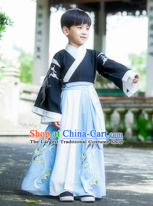 Chinese Traditional Ming Dynasty Swordsman Costume Ancient Scholar Hanfu Clothing for Kids