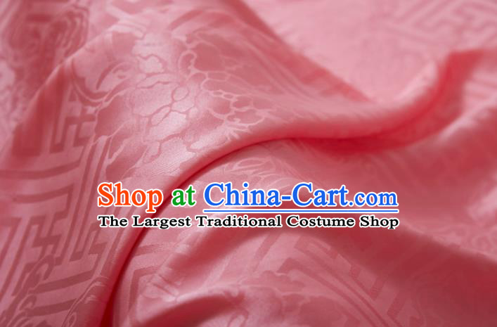 Chinese Classical Peony Pattern Design Pink Silk Fabric Asian Traditional Cheongsam Brocade Material