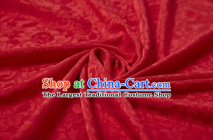 Chinese Classical Peony Pattern Design Red Silk Fabric Asian Traditional Cheongsam Brocade Material