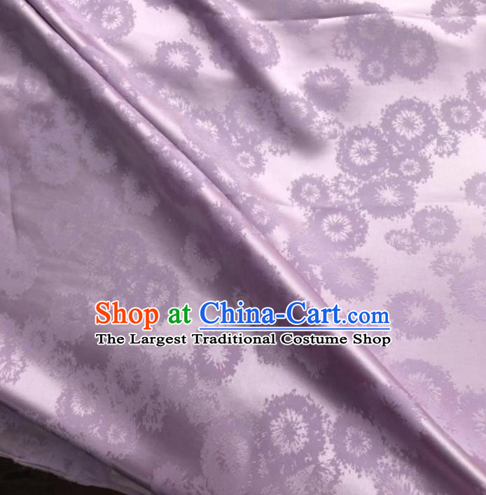 Chinese Classical Dandelion Pattern Design Lilac Silk Fabric Asian Traditional Cheongsam Brocade Material