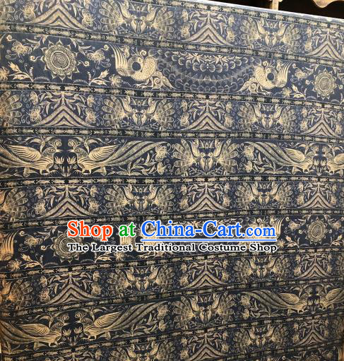 Asian Chinese Traditional Phoenix Pattern Design Black Gambiered Guangdong Gauze Fabric Silk Material