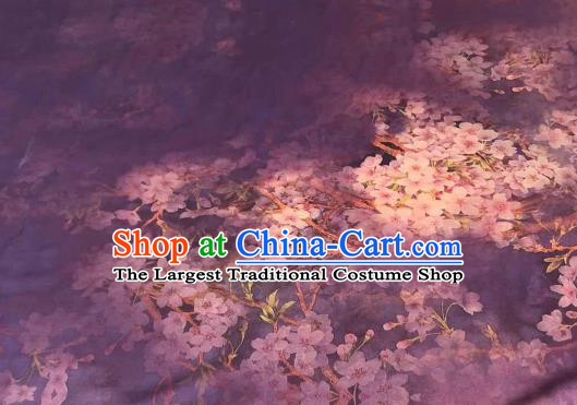 Asian Chinese Traditional Pear Flowers Pattern Design Purple Gambiered Guangdong Gauze Fabric Silk Material